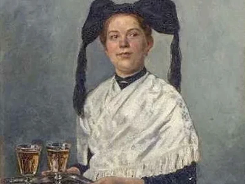 1854-Heinrich Issel - Cameriera del Baden in abito tradizionale Markgrafler